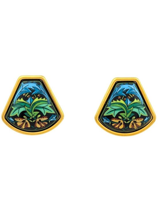 Hermes Jewelry - Hermes Enamel Earrings Cloisonne Gold Plated Blue
